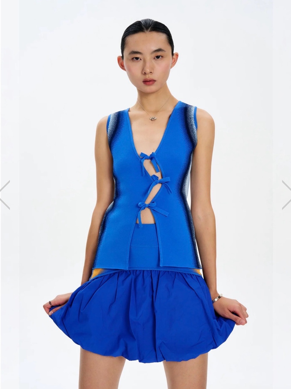 PH5 V-Neck Royal Blue Tie-Front Mini Dress
